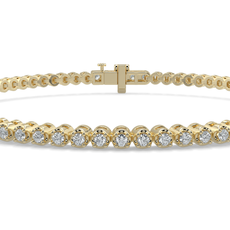 1 CT Lab Grown Daisy Diamond Tennis Bracelet Micro Set In 9K Yellow Gold