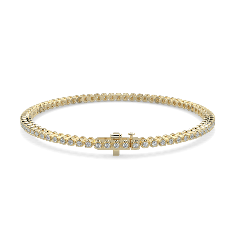 1 CT Lab Grown Daisy Diamond Tennis Bracelet Micro Set In 9K Yellow Gold