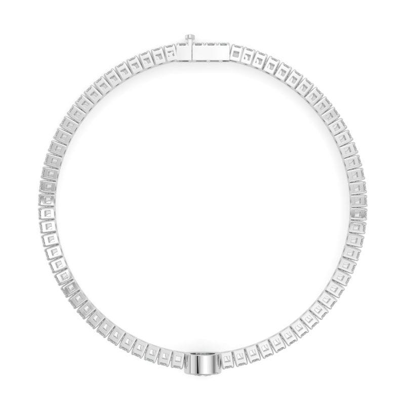 0.3 carat Lab Grown Single Round Tennis Bracelet Bezel Set/Claw In 18K White Gold