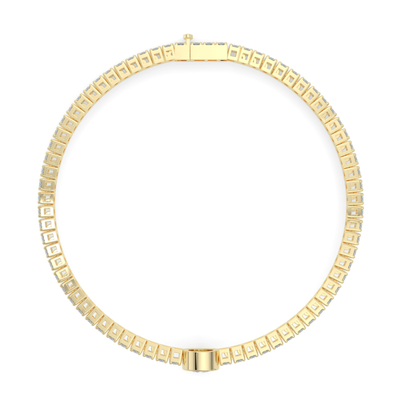 0.3 carat Lab Grown Single Round Tennis Bracelet Bezel Set/Claw In 9K Yellow Gold