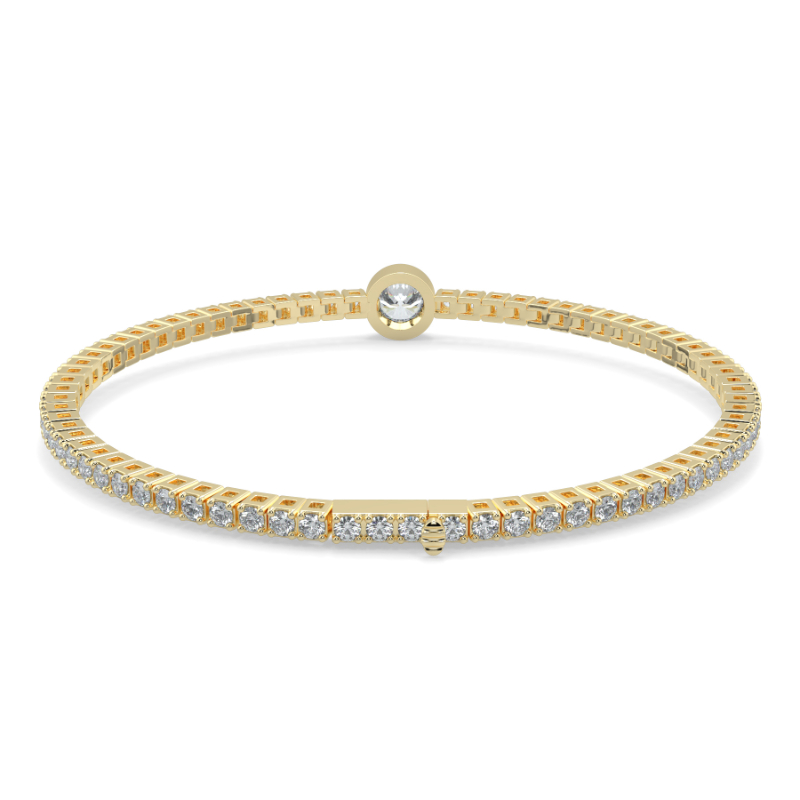 0.3 carat Lab Grown Single Round Tennis Bracelet Bezel Set/Claw In 9K Yellow Gold