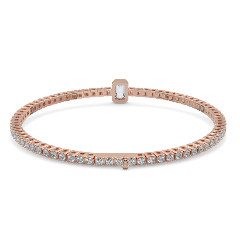 0.3 carat Lab Grown Single Emerald, Tennis Bracelets Bezel Set/Claw In 9K Rose Gold