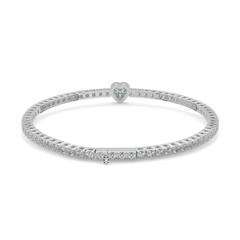 0.3 carat Lab Grown Single Heart, Tennis Bracelets Bezel Set/Claw In Platinum