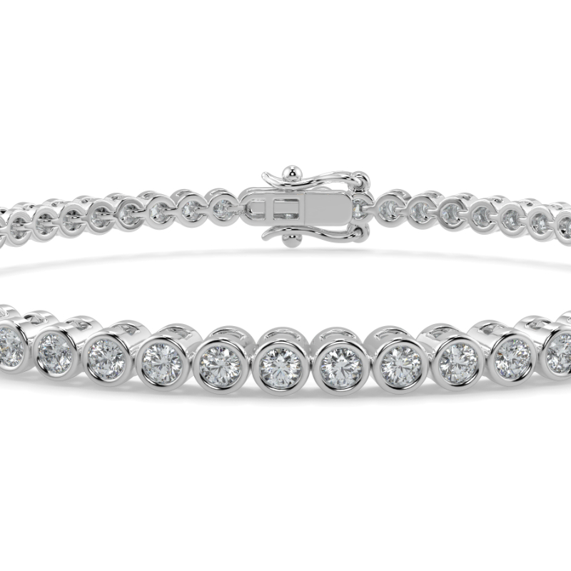 1.5 CT Lab Grown Classic Bezel Set Diamond Tennis Bracelet Bezel Set In Platinum