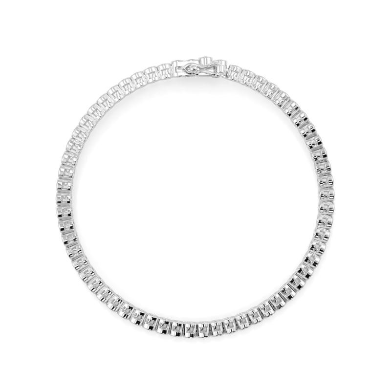 1.5 CT Lab Grown Classic Bezel Set Diamond Tennis Bracelet Bezel Set In 14K White Gold