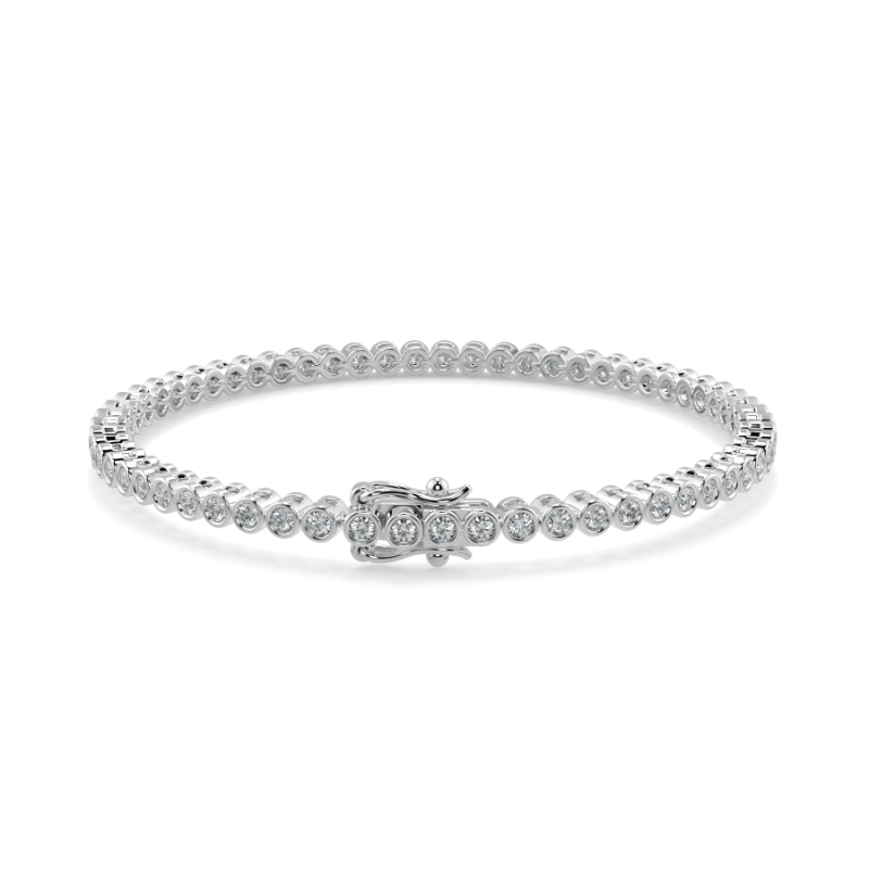 1.5 CT Lab Grown Classic Bezel Set Diamond Tennis Bracelet Bezel Set In 14K White Gold