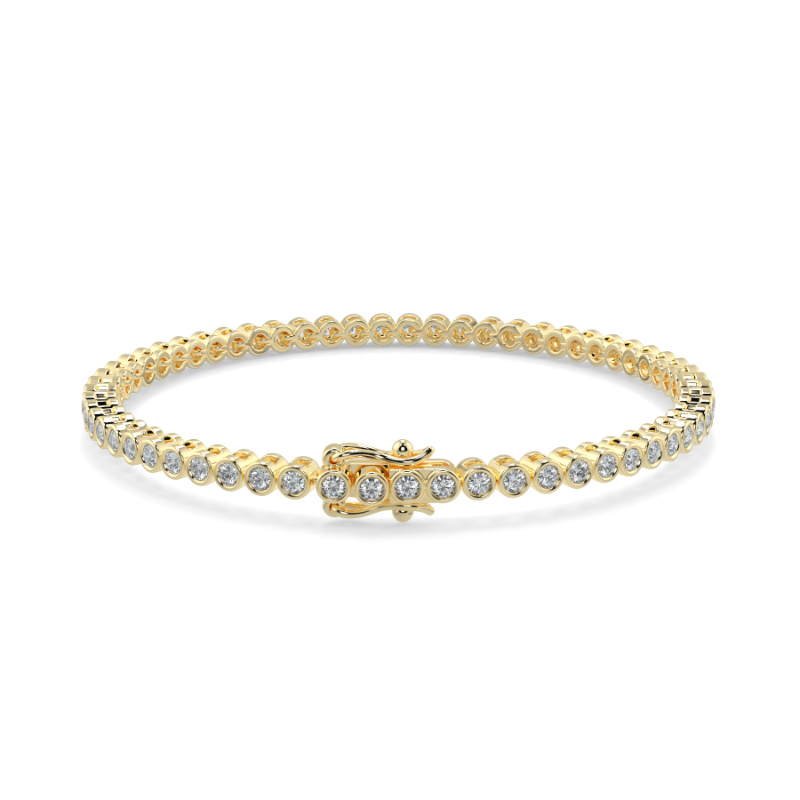 1.5 CT Lab Grown Classic Bezel Set Diamond Tennis Bracelet Bezel Set In 9K Yellow Gold