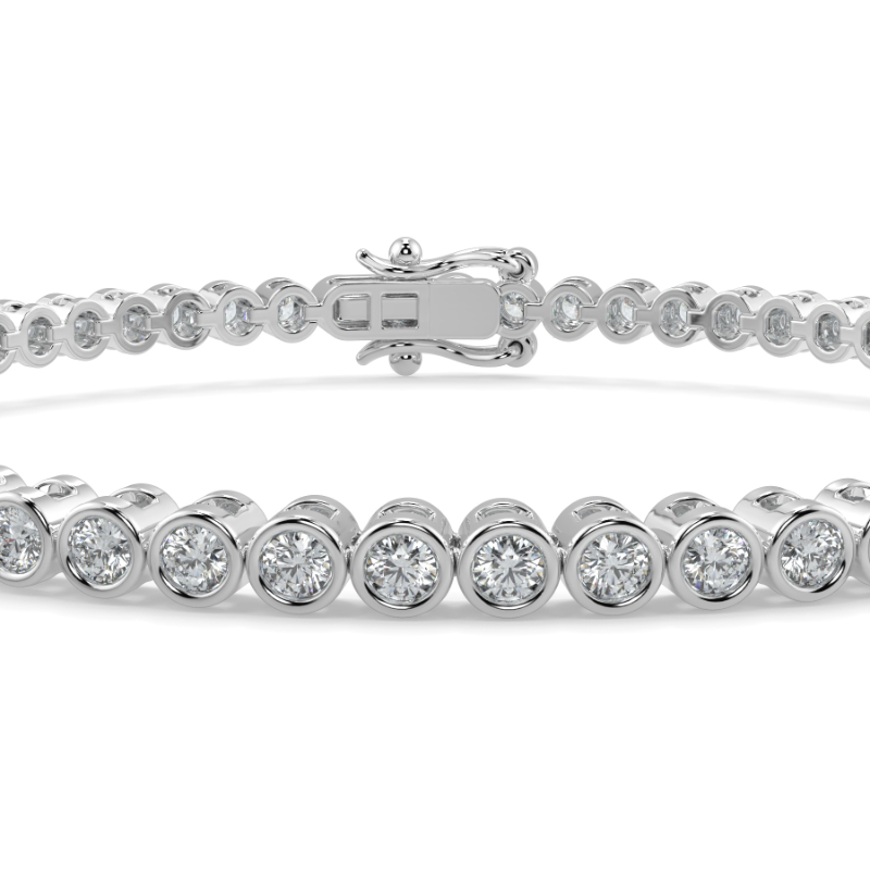 2 CT Lab Grown Classic Bezel Set Diamond Tennis Bracelet Bezel Set In Platinum