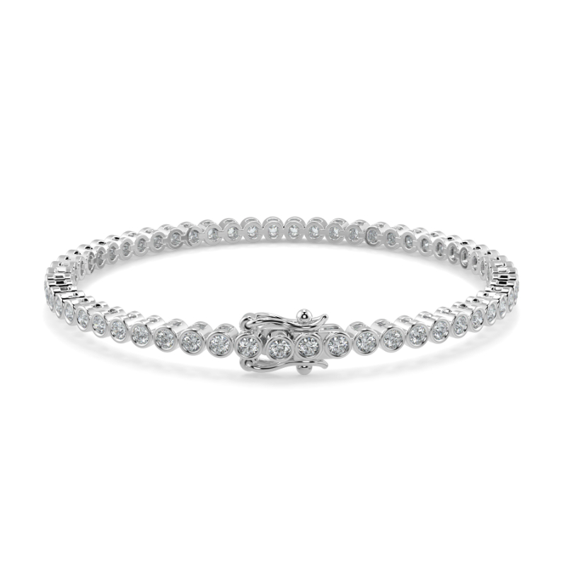 2 CT Lab Grown Classic Bezel Set Diamond Tennis Bracelet Bezel Set In Platinum