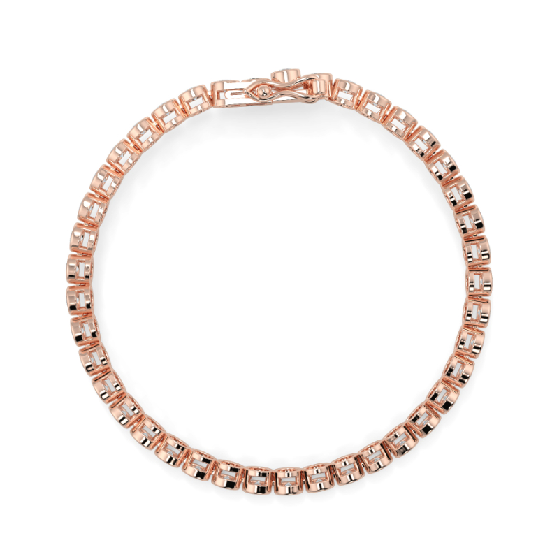 3 CT Lab Grown Classic Bezel Set Diamond Tennis Bracelet Bezel Set In 18K Rose Gold