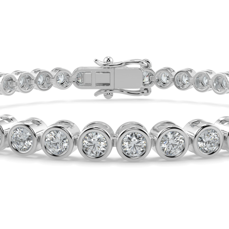 3 CT Lab Grown Classic Bezel Set Diamond Tennis Bracelet Bezel Set In Platinum