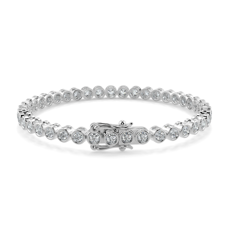 3 CT Lab Grown Classic Bezel Set Diamond Tennis Bracelet Bezel Set In Platinum