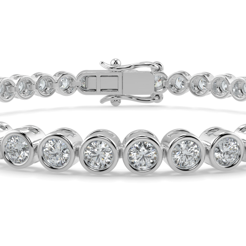 4 CT Lab Grown Classic Bezel Set Diamond Tennis Bracelet Bezel Set In 18K White Gold