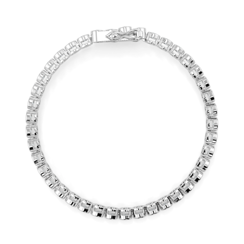 4 CT Lab Grown Classic Bezel Set Diamond Tennis Bracelet Bezel Set In 18K White Gold