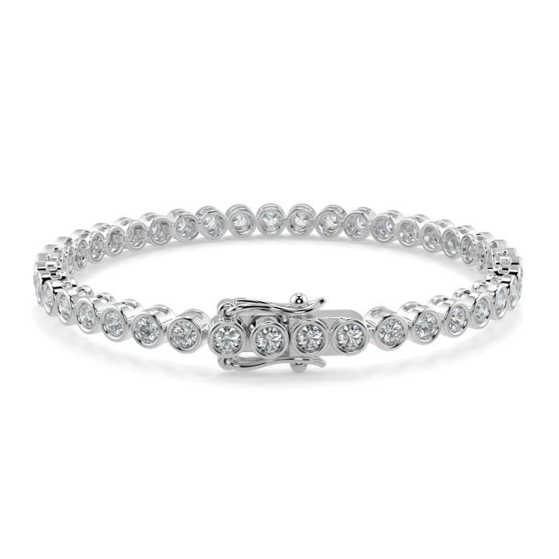 4 CT Lab Grown Classic Bezel Set Diamond Tennis Bracelet Bezel Set In 18K White Gold