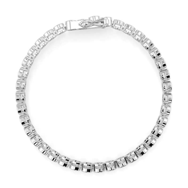 5 CT Lab Grown Classic Bezel Set Diamond Tennis Bracelet Bezel Set In 18K White Gold