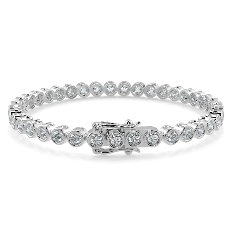 5 CT Lab Grown Classic Bezel Set Diamond Tennis Bracelet Bezel Set In 18K White Gold