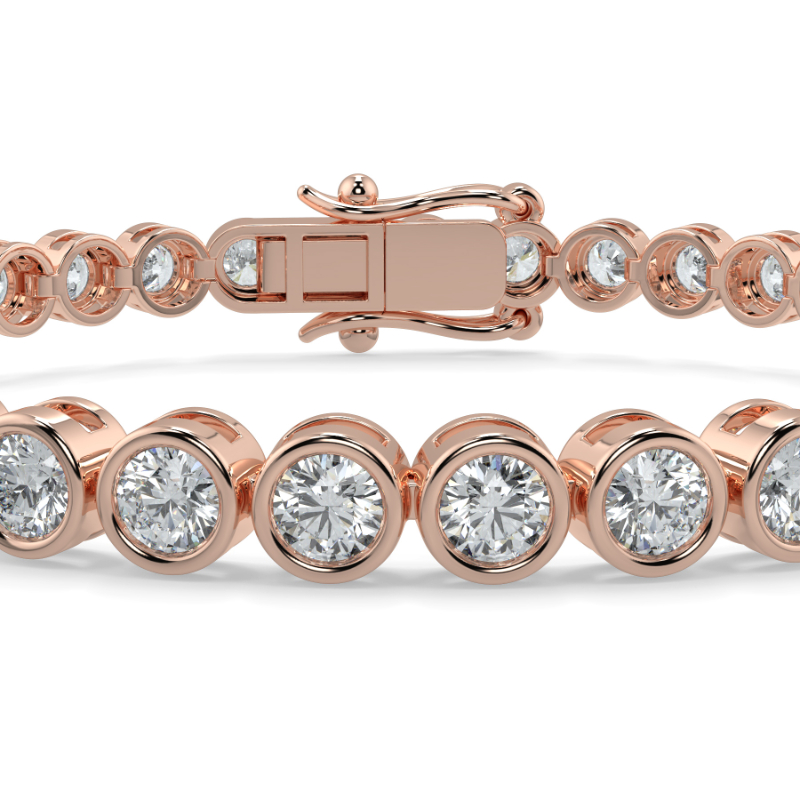 6 CT Lab Grown Classic Bezel Set Diamond Tennis Bracelet Bezel Set In 18K Rose Gold