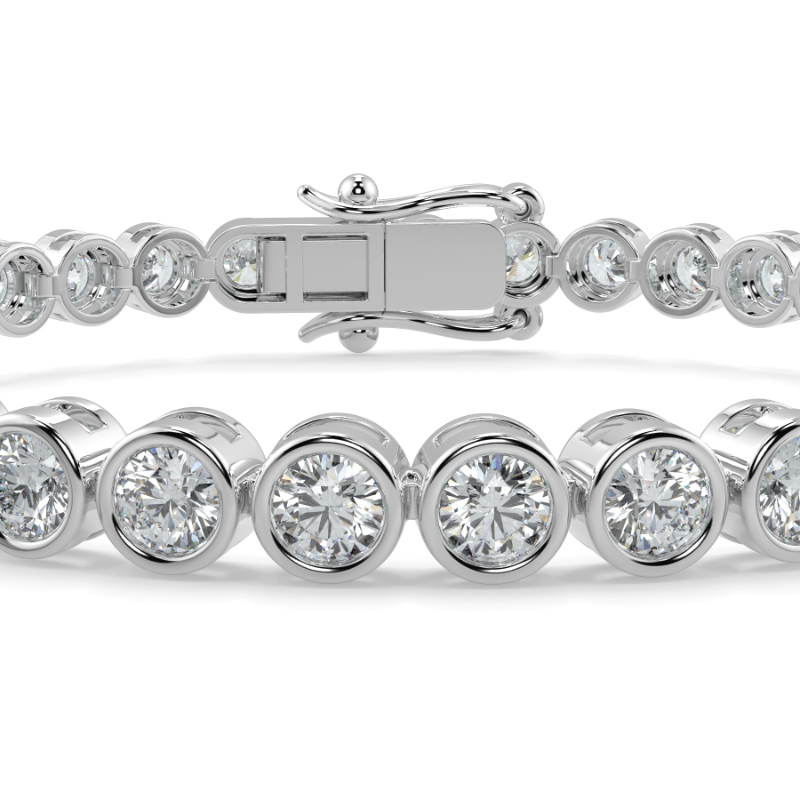 6 CT Lab Grown Classic Bezel Set Diamond Tennis Bracelet Bezel Set In 18K White Gold