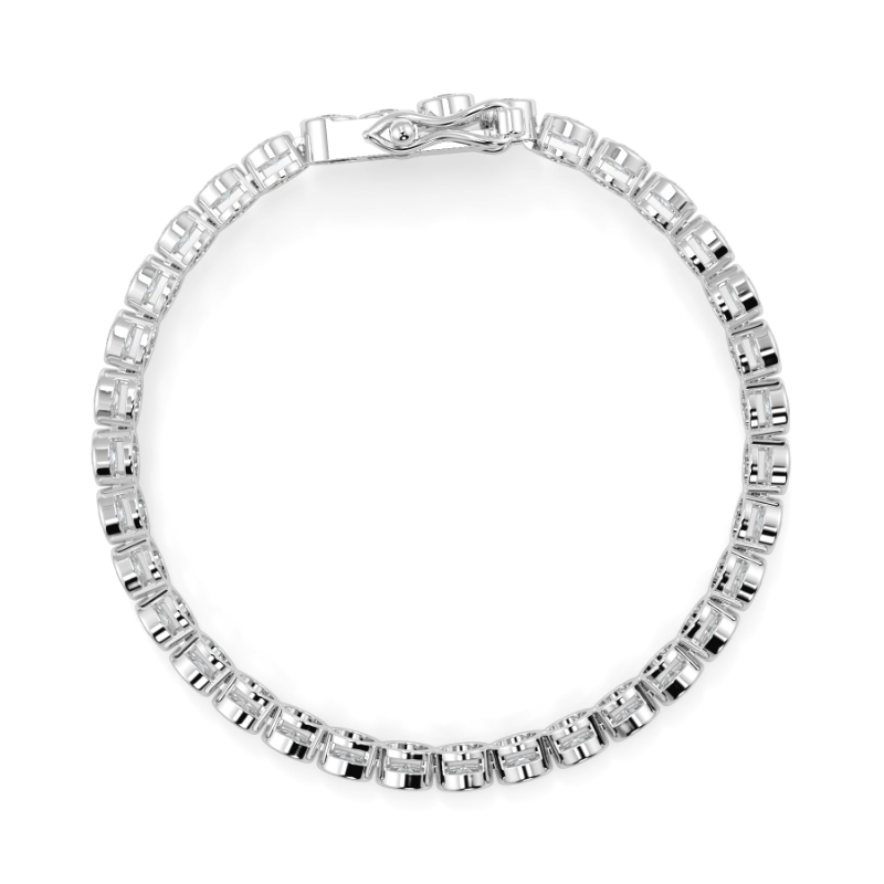 6 CT Lab Grown Classic Bezel Set Diamond Tennis Bracelet Bezel Set In 18K White Gold