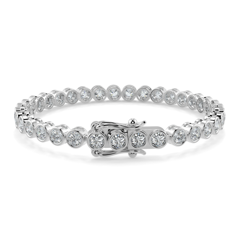 6 CT Lab Grown Classic Bezel Set Diamond Tennis Bracelet Bezel Set In 18K White Gold