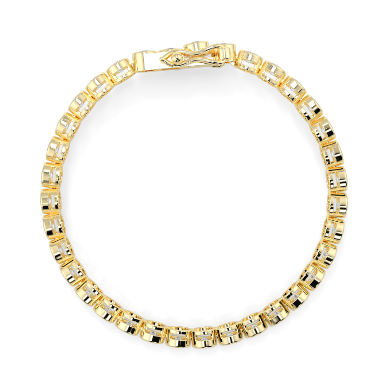 6 CT Lab Grown Classic Bezel Set Diamond Tennis Bracelet Bezel Set In 9K Yellow Gold