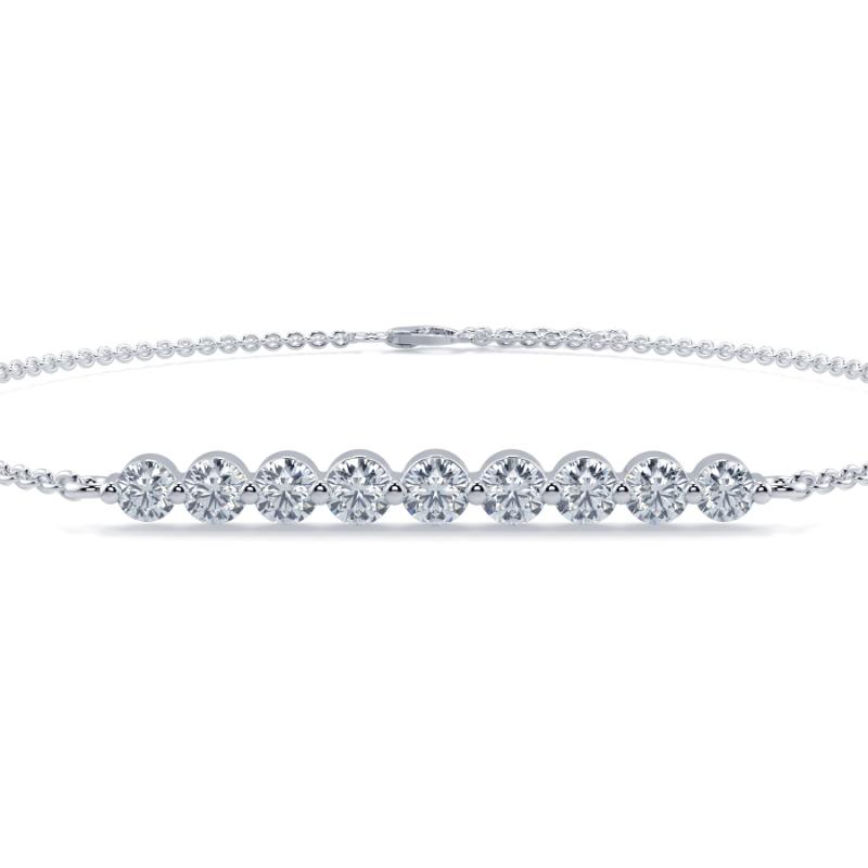 0.3 CT Lab Grown 9 Diamond Graduated Diamond Bracelet Shared Claw Set In Platinum