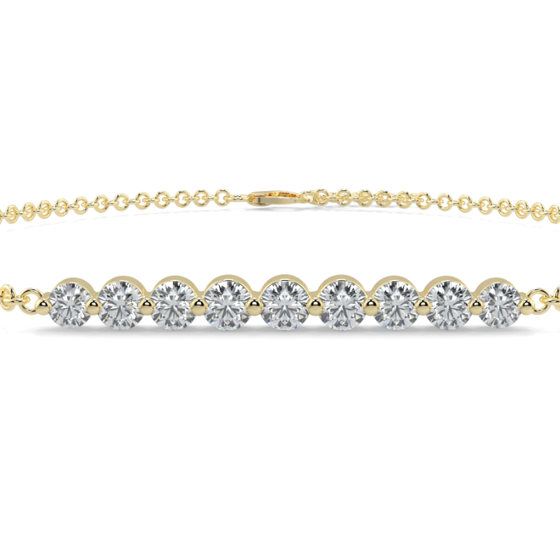 0.3 CT Lab Grown 9 Diamond Graduated Diamond Bracelet Shared Claw Set In 14K Yellow Gold