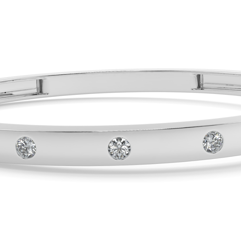 0.45 CT Lab Grown Diamond Bangle Shared Claw Set In 18K White Gold