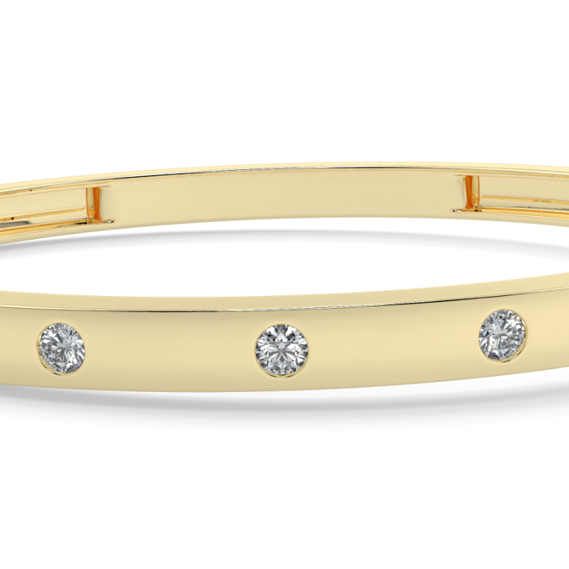 0.45 CT Lab Grown Diamond Bangle Shared Claw Set In 9K Yellow Gold