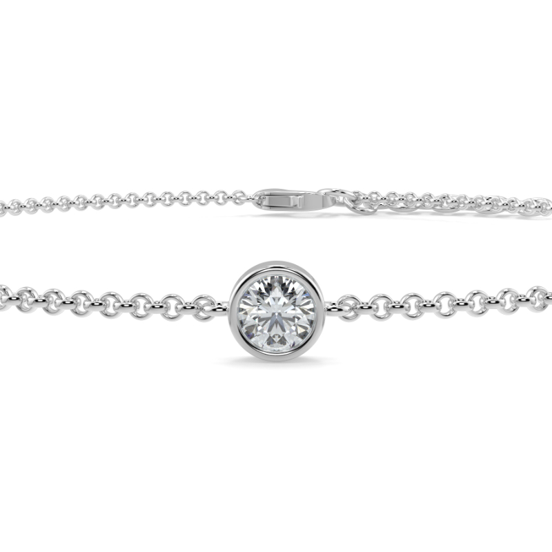 0.15 CT Lab Grown Round Diamond Chain Bracelet Bezel Set In Platinum