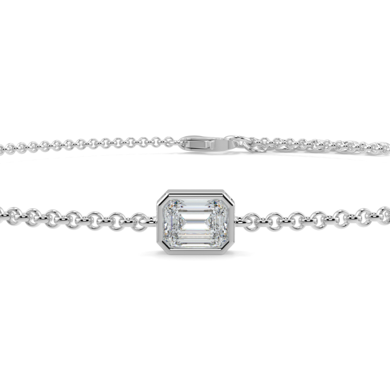 0.21 CT Lab Grown Emerald Diamond Chain Bracelet Bezel Set In Platinum