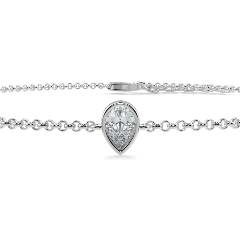 0.15 CT Lab Grown Pear Diamond Chain Bracelet Bezel Set In Platinum