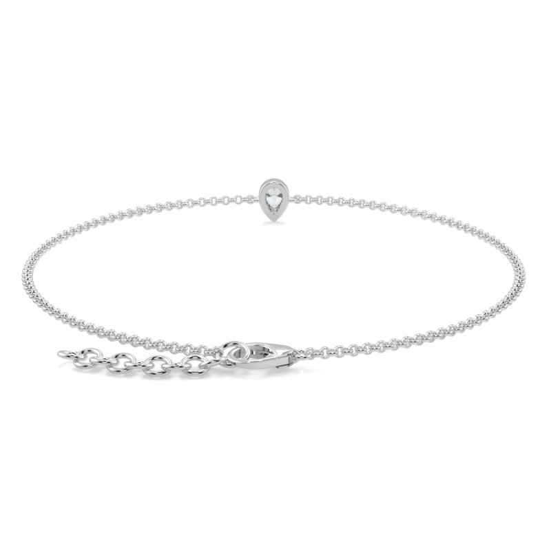 0.15 CT Lab Grown Pear Diamond Chain Bracelet Bezel Set In Platinum