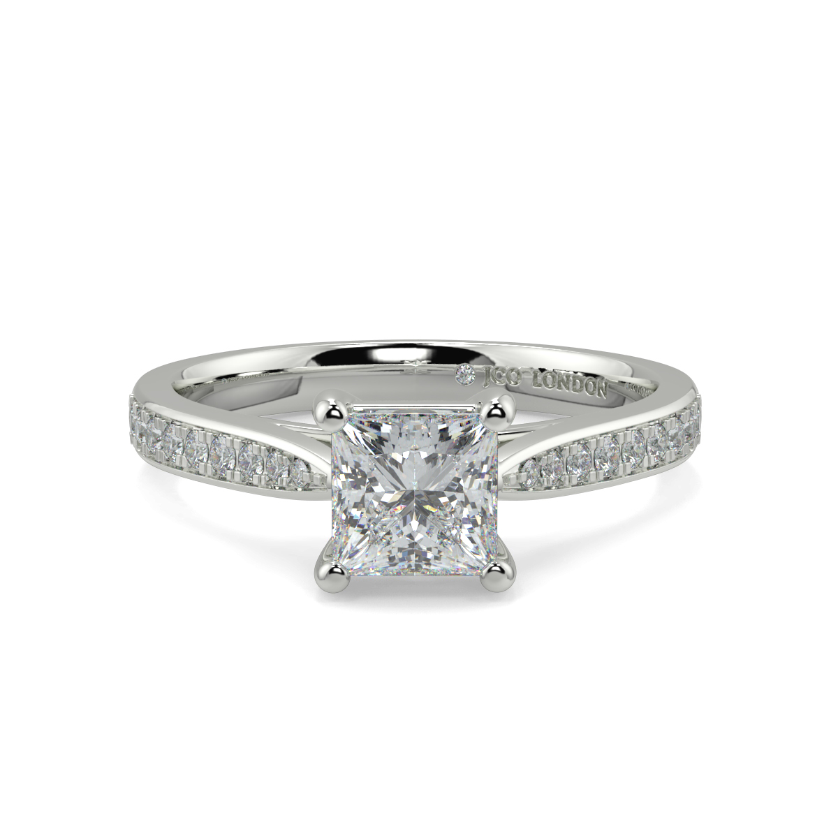 Princess Shoulder Diamond  Engagement Rings