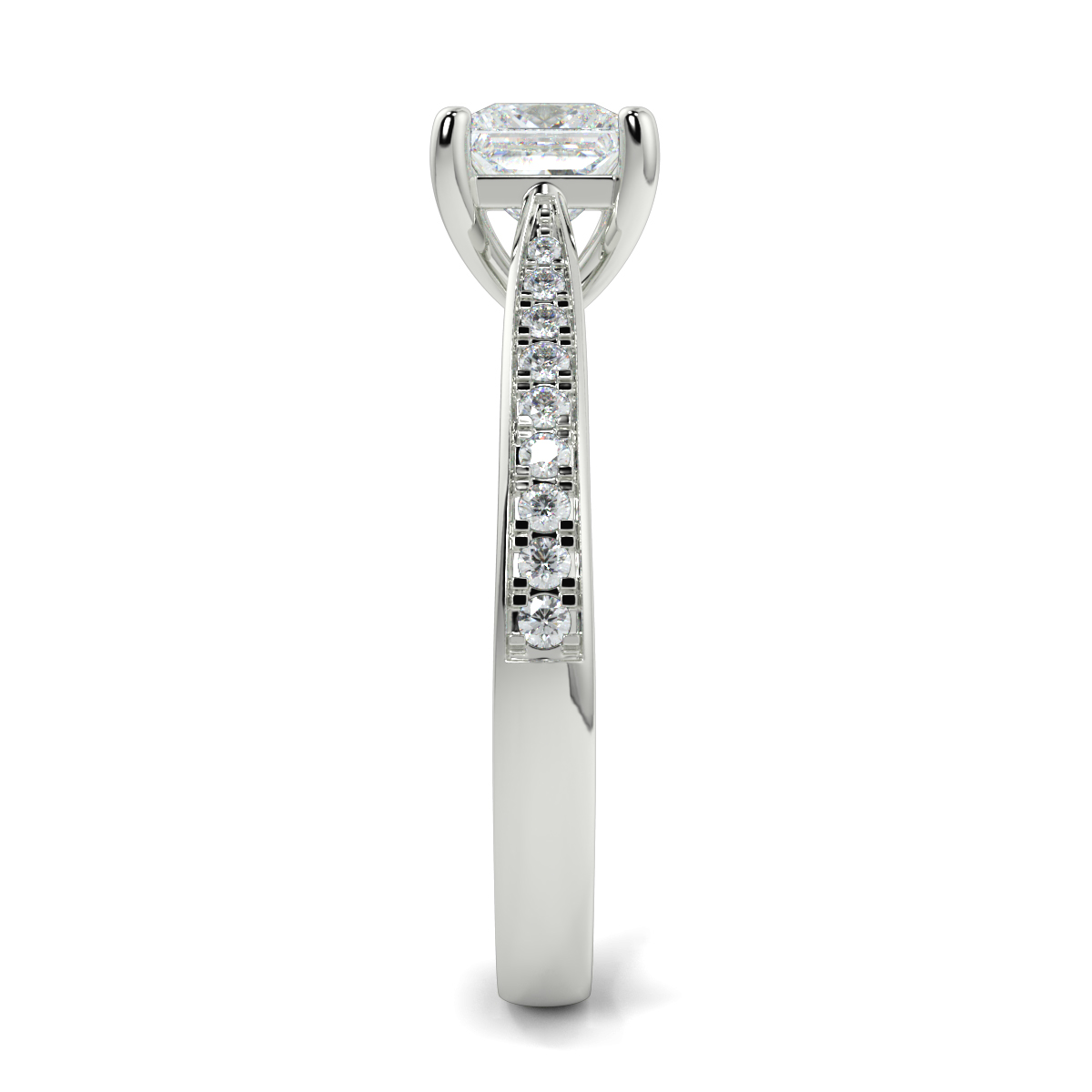 Princess Shoulder Diamond  Engagement Rings